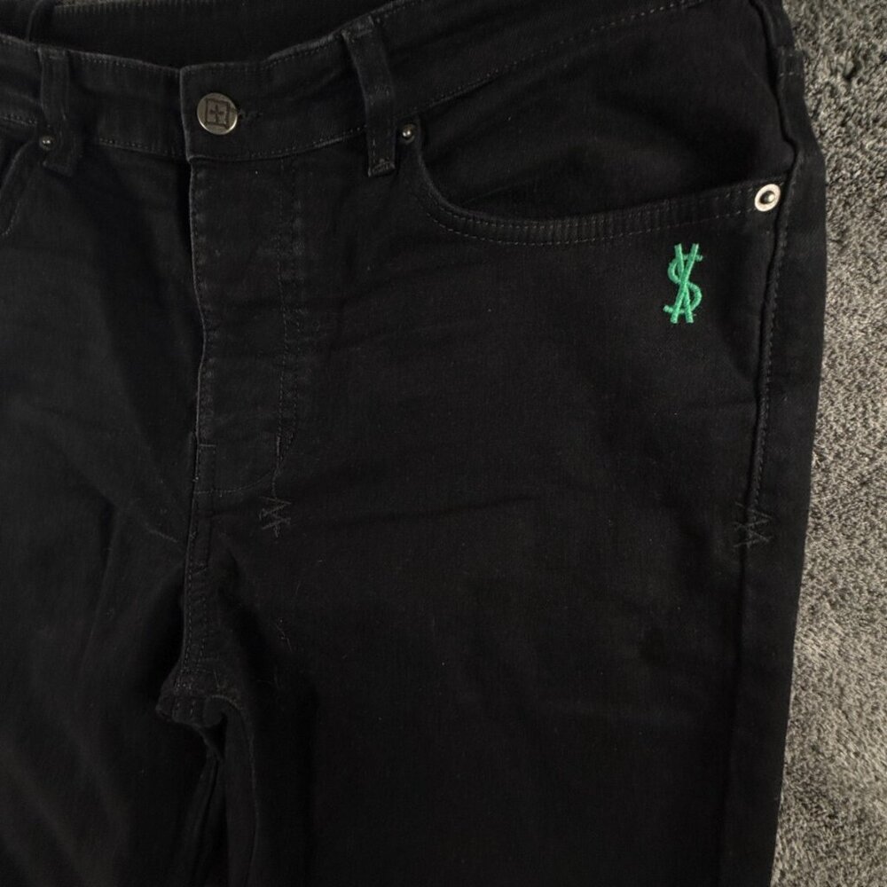 Ksubi Black Stretch Tapered Denim Jeans Button Fly Designer Size 34x32 Adult - Picture 3 of 16